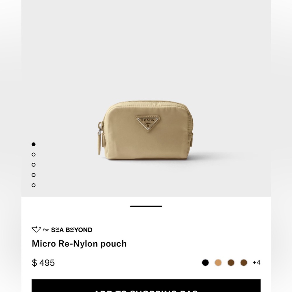 Prada Beige Micro Re Nylon Pouch